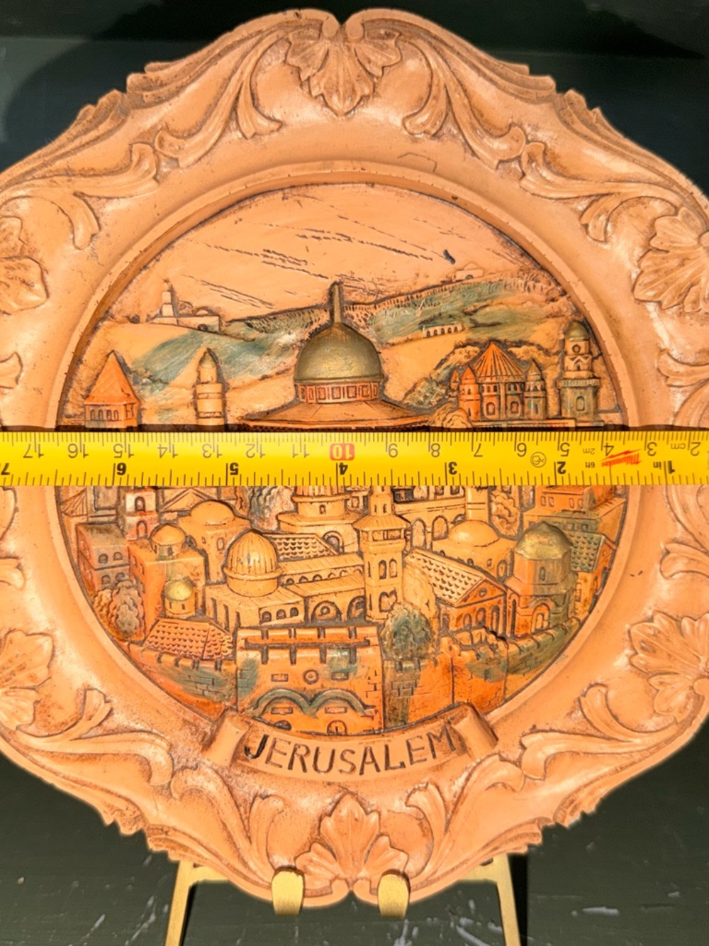 Jerusalem Decorative Wall Plate - Rustic Tan Ceramic Art - Picture 2 of 4